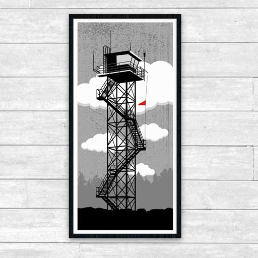 Coast Guard Tower print framed and hanging